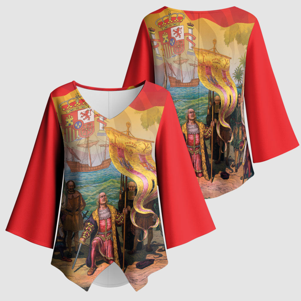 Spain National Day Kimono Sleeve Blouse Christopher Columbus Discovery 1492