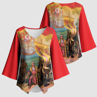 Spain National Day Kimono Sleeve Blouse Christopher Columbus Discovery 1492