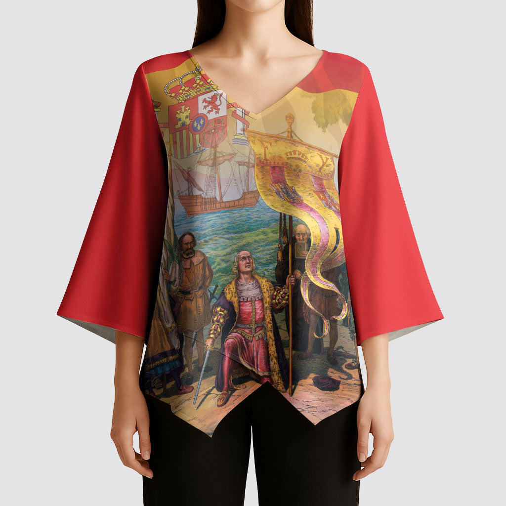 Spain National Day Kimono Sleeve Blouse Christopher Columbus Discovery 1492