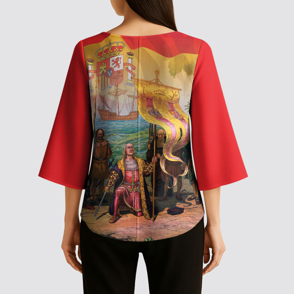 Spain National Day Kimono Sleeve Blouse Christopher Columbus Discovery 1492
