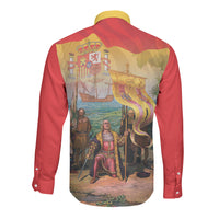 Spain National Day Long Sleeve Button Shirt Christopher Columbus Discovery 1492