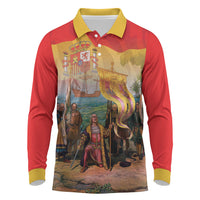 Spain National Day Long Sleeve Polo Shirt Christopher Columbus Discovery 1492