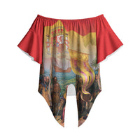 Spain National Day Off Shoulder Wrap Waist Top Christopher Columbus Discovery 1492