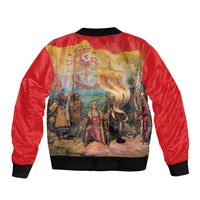 Spain National Day Sleeve Zip Bomber Jacket Christopher Columbus Discovery 1492