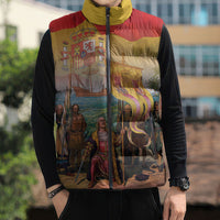 Spain National Day Sleeveless Puffer Jacket Christopher Columbus Discovery 1492