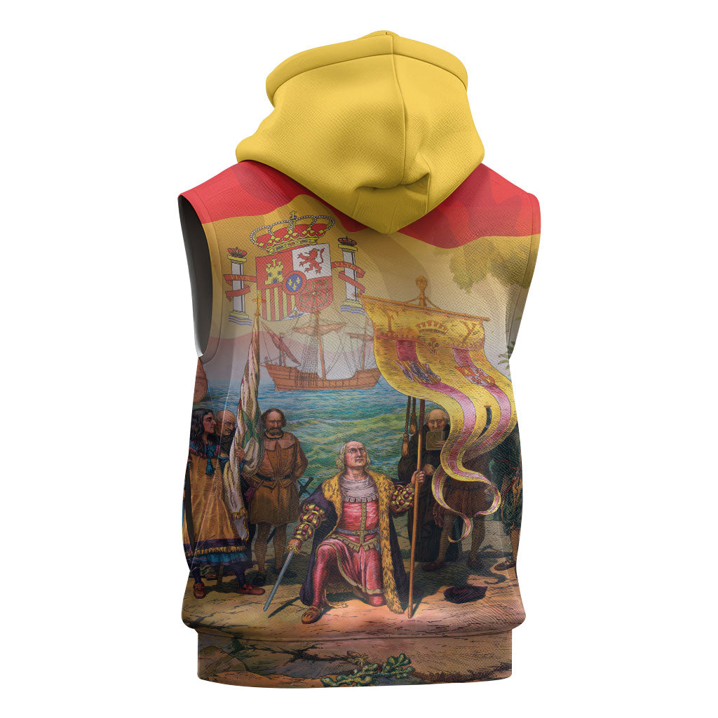 Spain National Day Sleeveless Zip Hoodie Christopher Columbus Discovery 1492