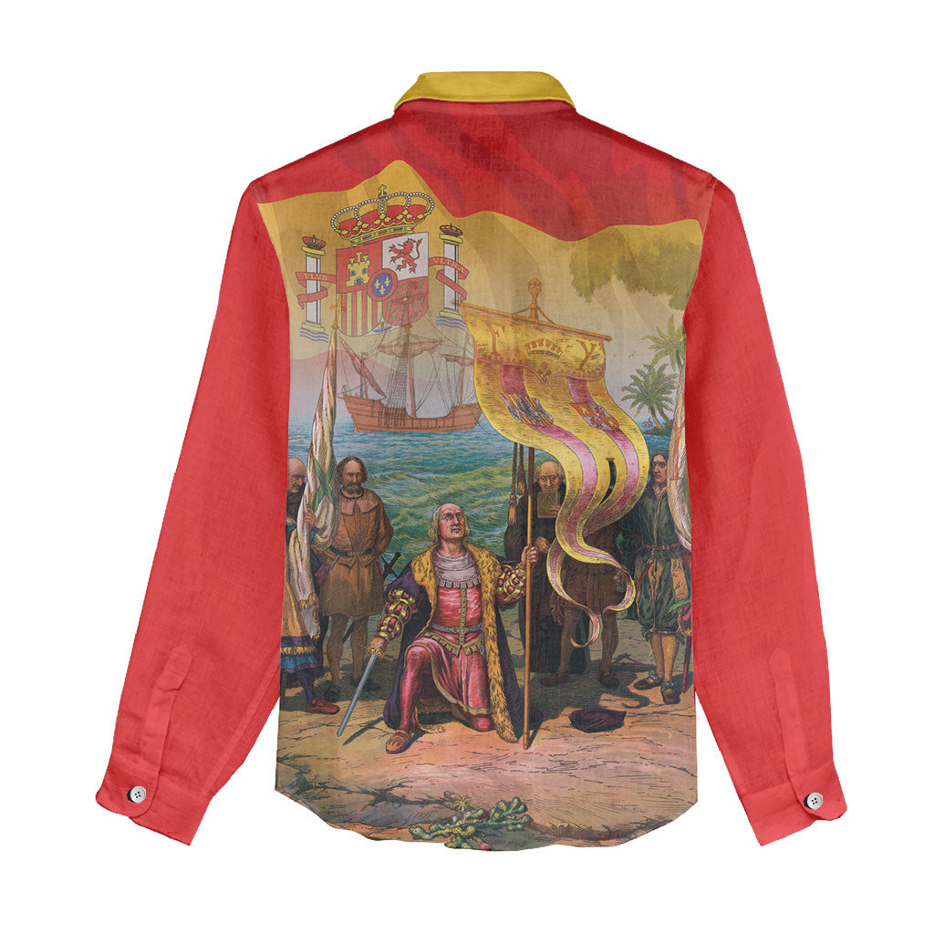 Spain National Day Women Casual Shirt Christopher Columbus Discovery 1492