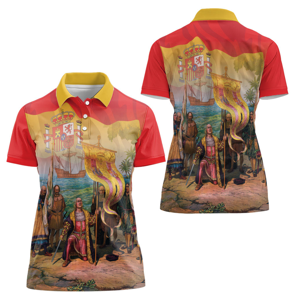 Spain National Day Women Polo Shirt Christopher Columbus Discovery 1492