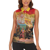Spain National Day Women Sleeveless Polo Shirt Christopher Columbus Discovery 1492