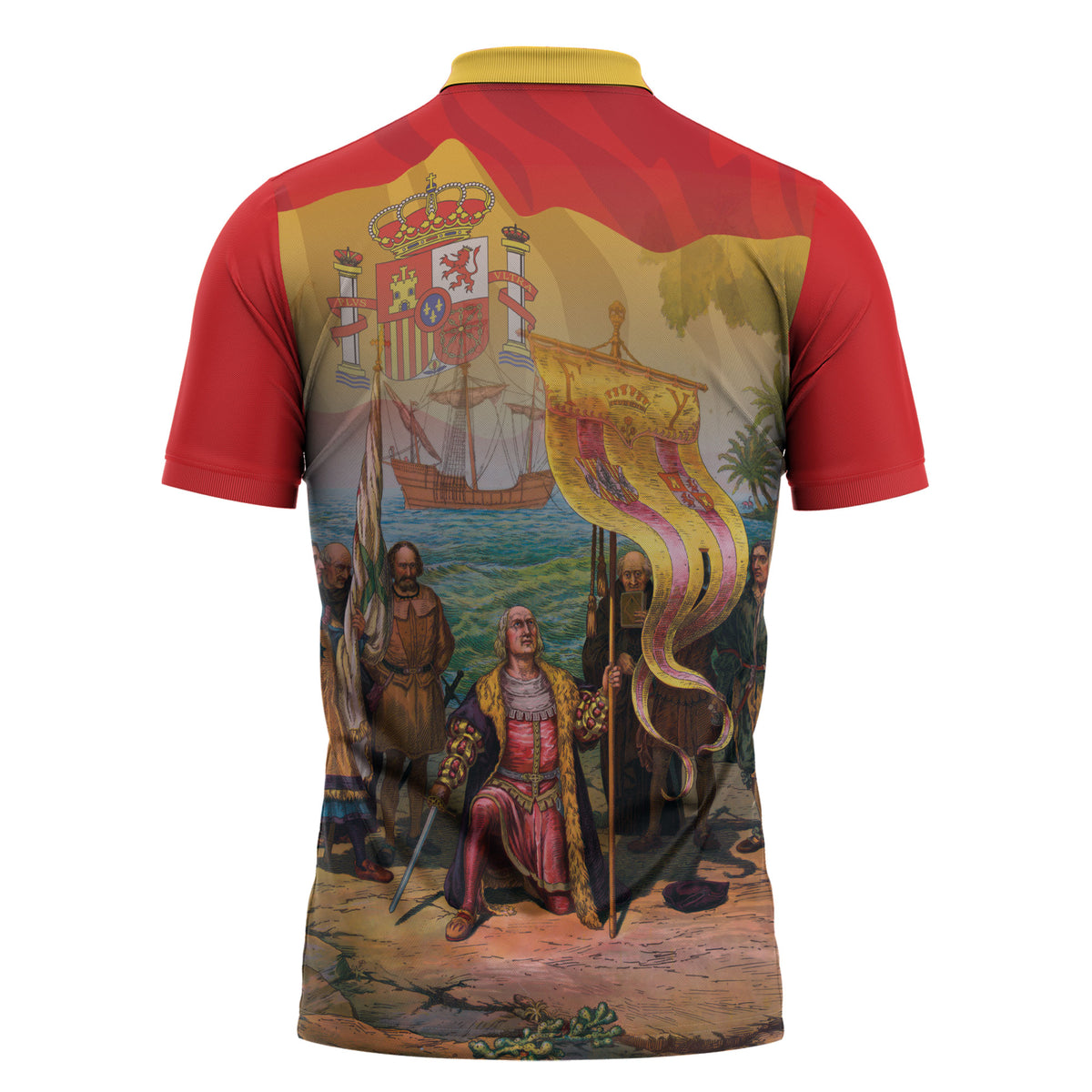 Spain National Day Zipper Polo Shirt Christopher Columbus Discovery 1492