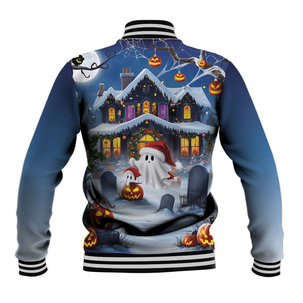 Halloween Christmas Baseball Jacket Funny Ghost Santa Christmas