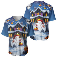 Halloween Christmas Baseball Jersey Funny Ghost Santa Christmas