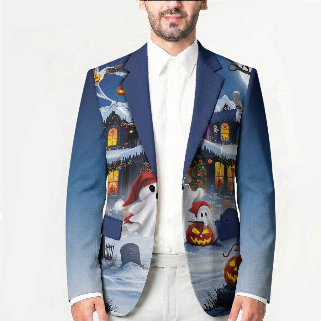 Halloween Christmas Blazer Funny Ghost Santa Christmas
