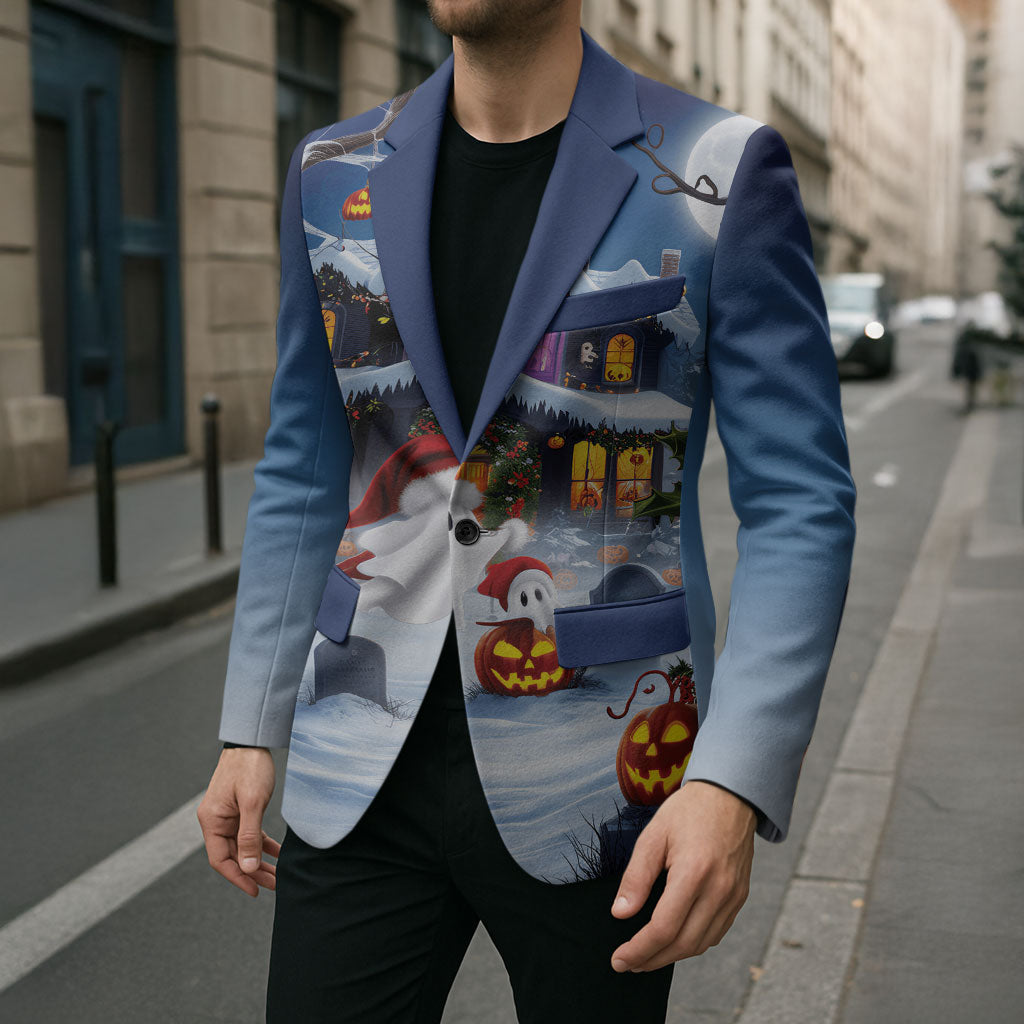 Halloween Christmas Blazer Funny Ghost Santa Christmas