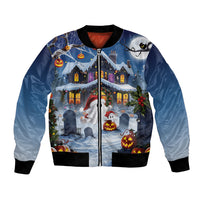 Halloween Christmas Bomber Jacket Funny Ghost Santa Christmas