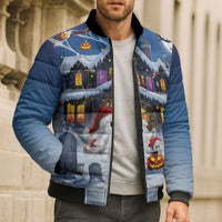 Halloween Christmas Bomber Puffer Jacket Funny Ghost Santa Christmas
