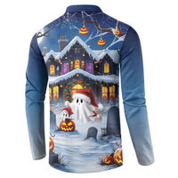 Halloween Christmas Button Sweatshirt Funny Ghost Santa Christmas