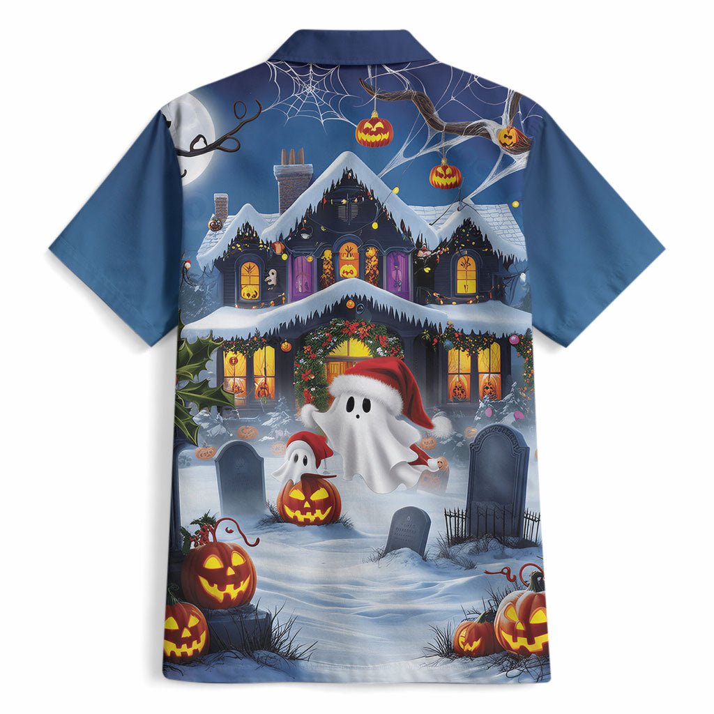 Halloween Christmas Hawaiian Shirt Funny Ghost Santa Christmas