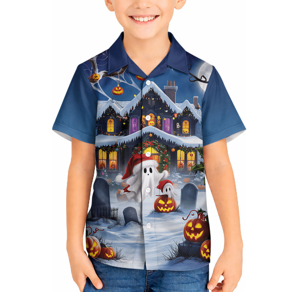 Halloween Christmas Hawaiian Shirt Funny Ghost Santa Christmas