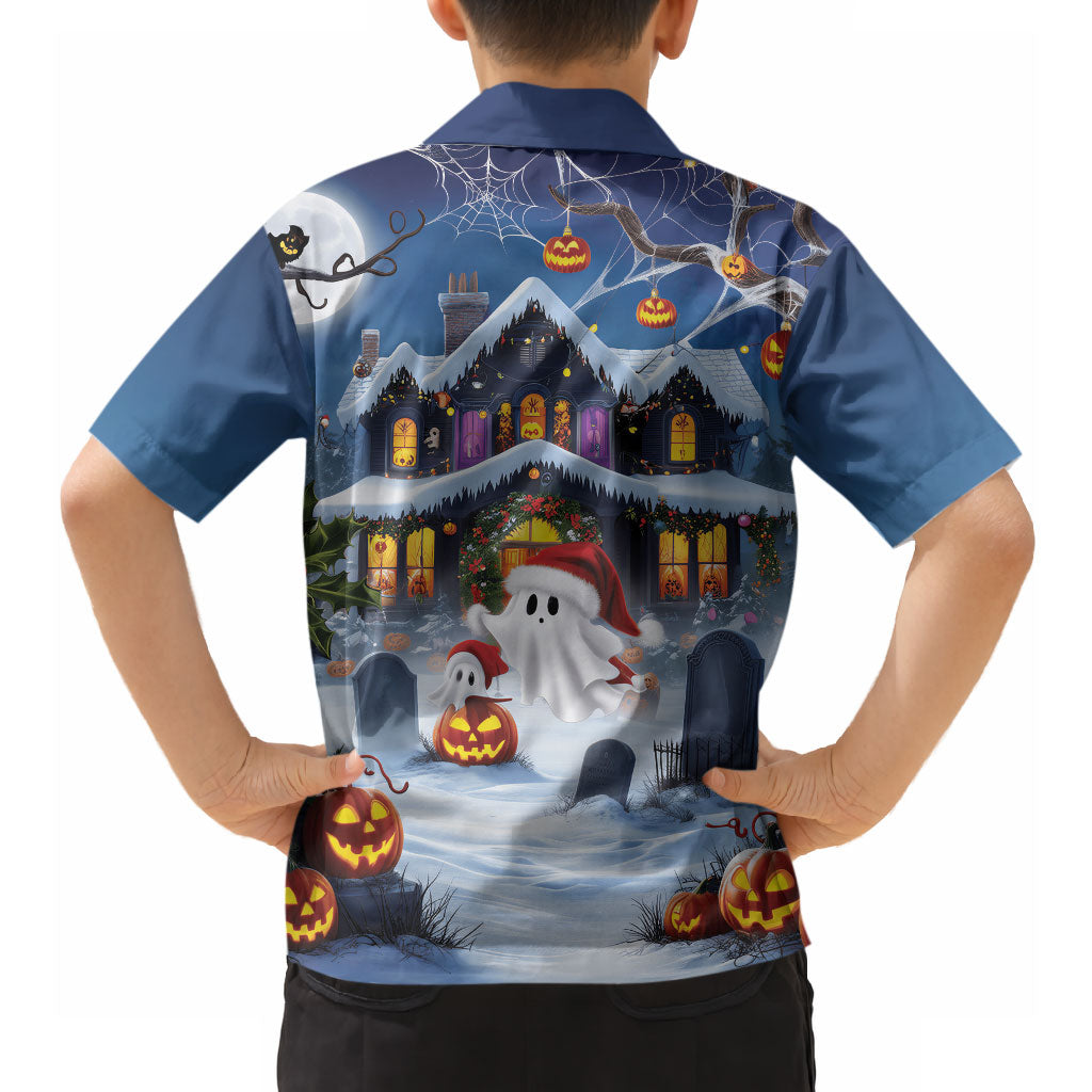 Halloween Christmas Hawaiian Shirt Funny Ghost Santa Christmas