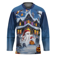 Halloween Christmas Hockey Jersey Funny Ghost Santa Christmas