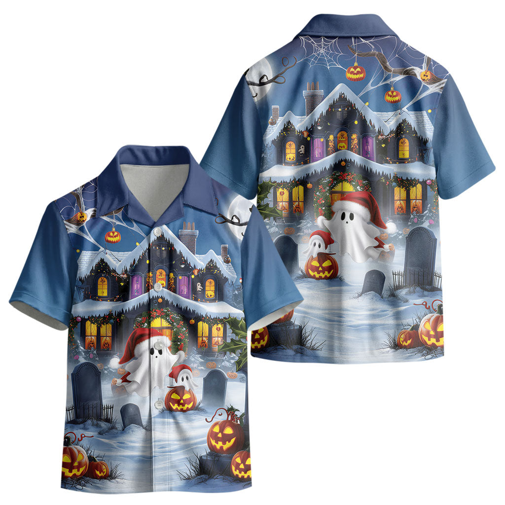 Halloween Christmas Kid Hawaiian Shirt Funny Ghost Santa Christmas