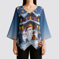 Halloween Christmas Kimono Sleeve Blouse Funny Ghost Santa Christmas