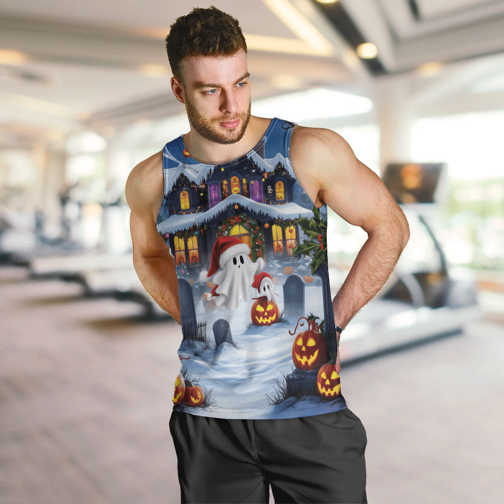 Halloween Christmas Men Tank Top Funny Ghost Santa Christmas