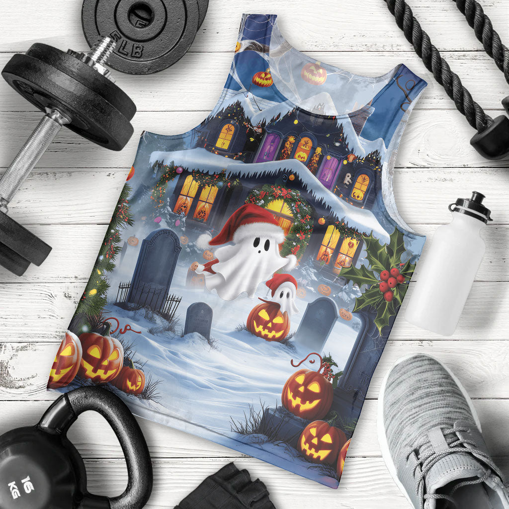 Halloween Christmas Men Tank Top Funny Ghost Santa Christmas