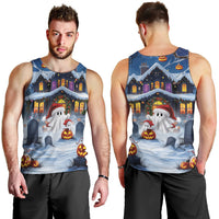 Halloween Christmas Men Tank Top Funny Ghost Santa Christmas