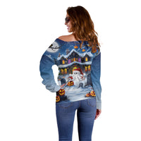 Halloween Christmas Off Shoulder Sweater Funny Ghost Santa Christmas