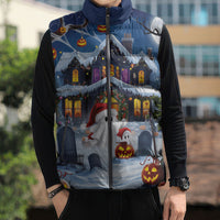 Halloween Christmas Sleeveless Puffer Jacket Funny Ghost Santa Christmas
