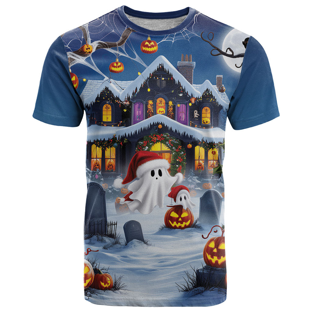 Halloween Christmas T Shirt Funny Ghost Santa Christmas