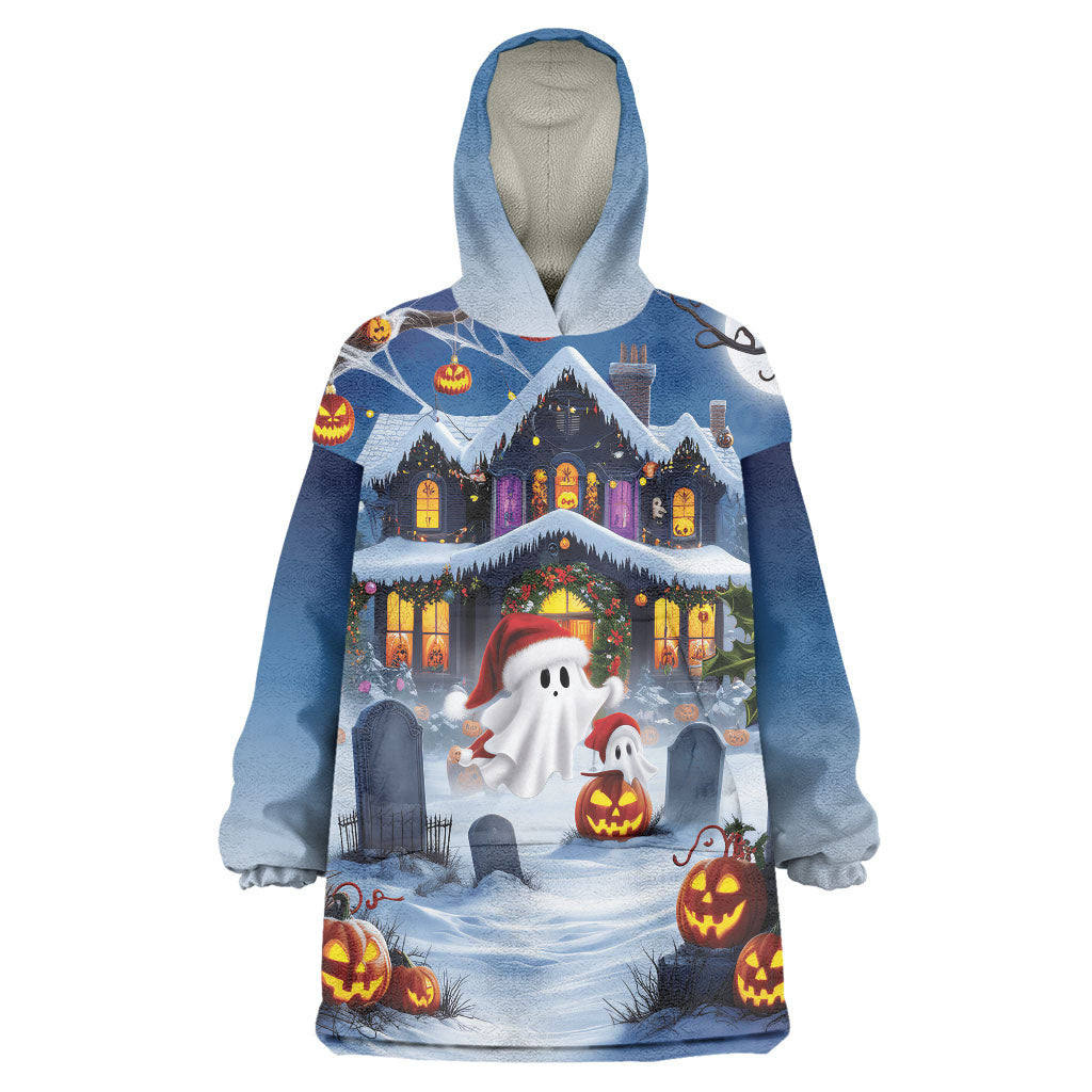 Halloween Christmas Wearable Blanket Hoodie Funny Ghost Santa Christmas