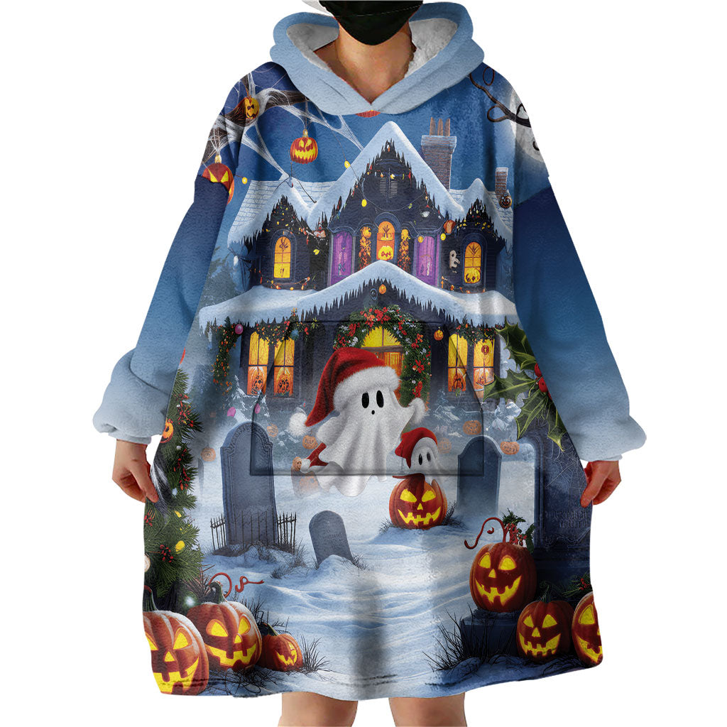 Halloween Christmas Wearable Blanket Hoodie Funny Ghost Santa Christmas