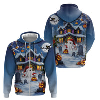 Halloween Christmas Zip Hoodie Funny Ghost Santa Christmas