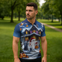 Halloween Christmas Zipper Polo Shirt Funny Ghost Santa Christmas