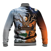 Halloween transitions into Christmas Baseball Jacket Witches And Black Cat