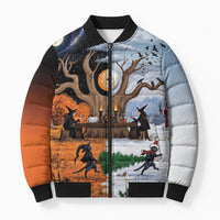 Halloween transitions into Christmas Bomber Puffer Jacket Witches And Black Cat
