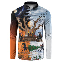 Halloween transitions into Christmas Button Sweatshirt Witches And Black Cat