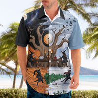 Halloween transitions into Christmas Hawaiian Shirt Witches And Black Cat