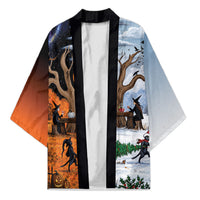 Halloween transitions into Christmas Kimono Witches And Black Cat