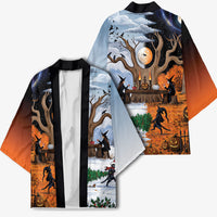 Halloween transitions into Christmas Kimono Witches And Black Cat