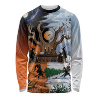 Halloween transitions into Christmas Long Sleeve Shirt Witches And Black Cat