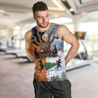 Halloween transitions into Christmas Men Tank Top Witches And Black Cat
