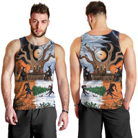 Halloween transitions into Christmas Men Tank Top Witches And Black Cat