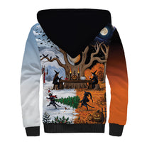Halloween transitions into Christmas Sherpa Hoodie Witches And Black Cat