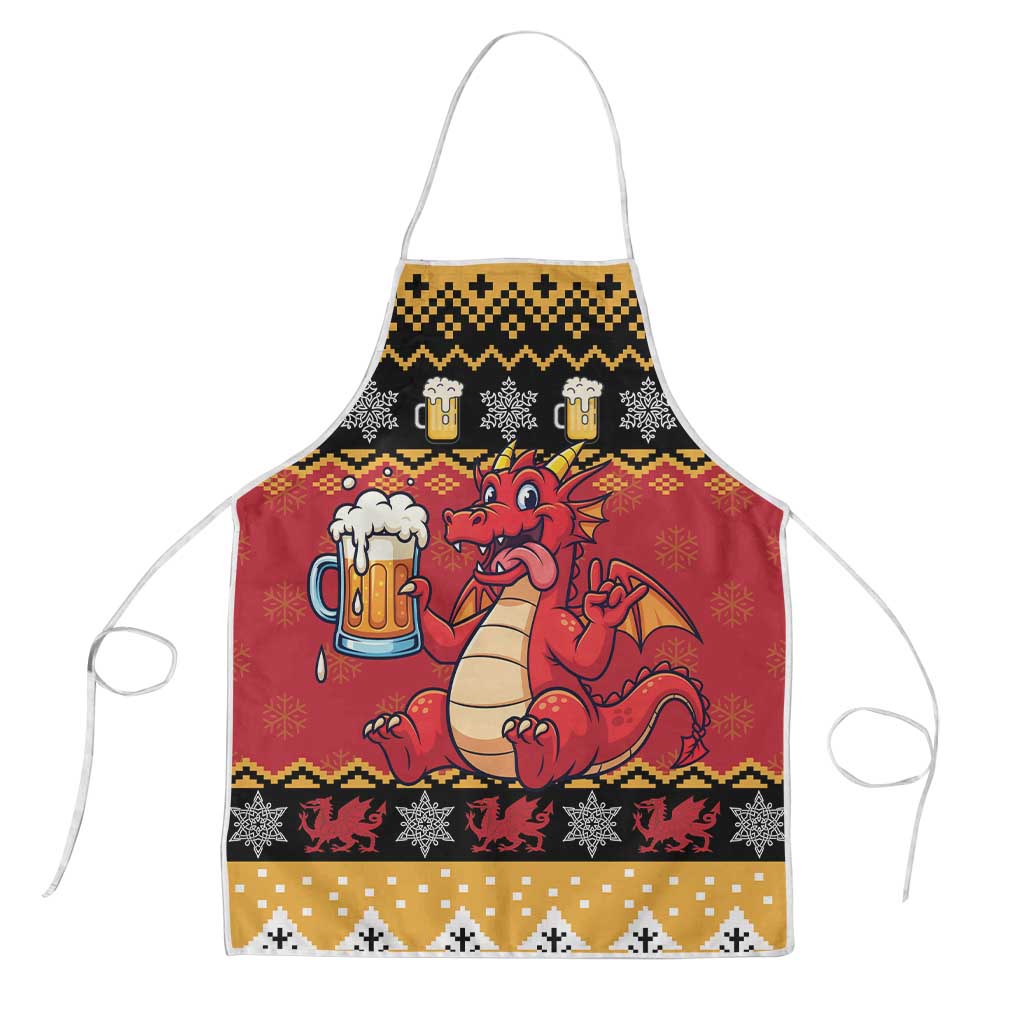 Carmarthenshire Wales Christmas Apron Funny Welsh Red Dragon Beer Xmas - Wonder Print Shop