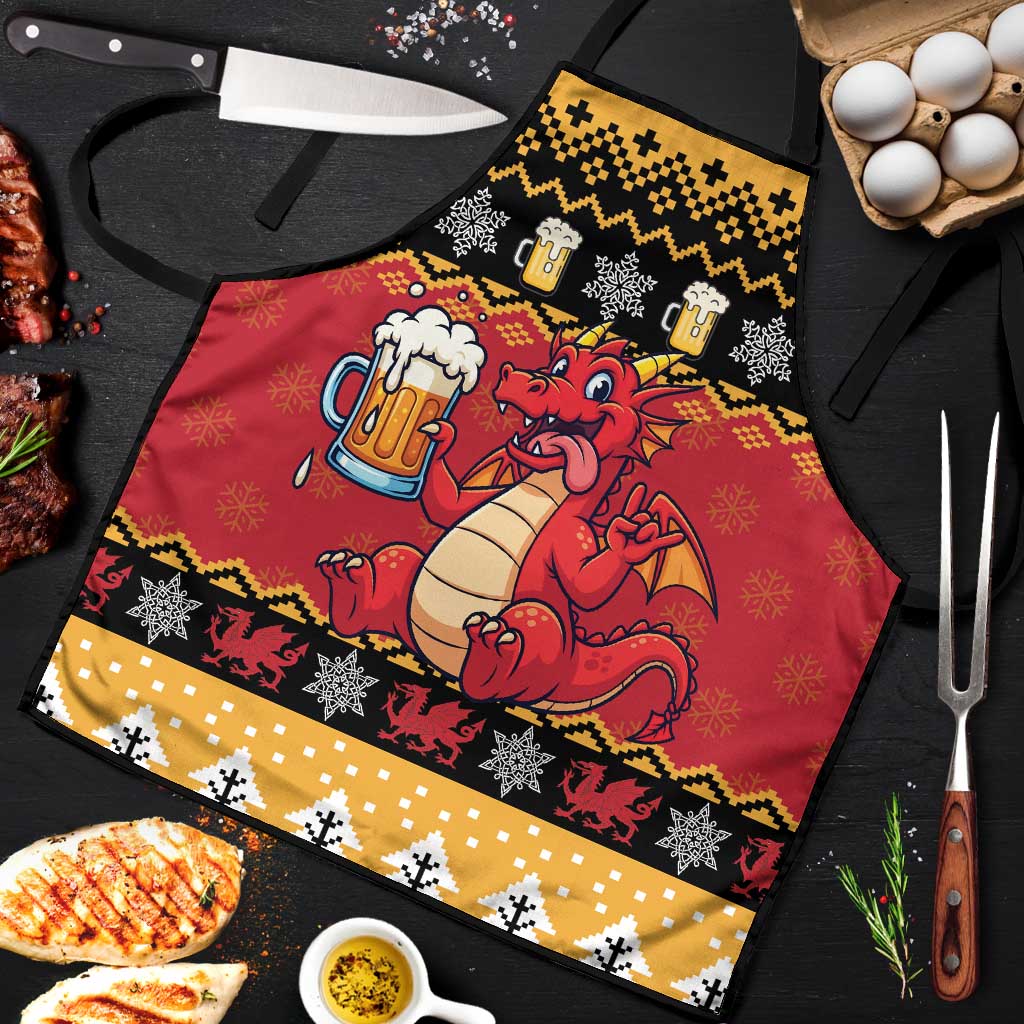 Carmarthenshire Wales Christmas Apron Funny Welsh Red Dragon Beer Xmas - Wonder Print Shop