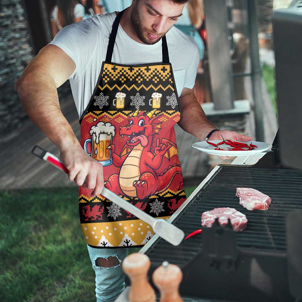 Carmarthenshire Wales Christmas Apron Funny Welsh Red Dragon Beer Xmas - Wonder Print Shop